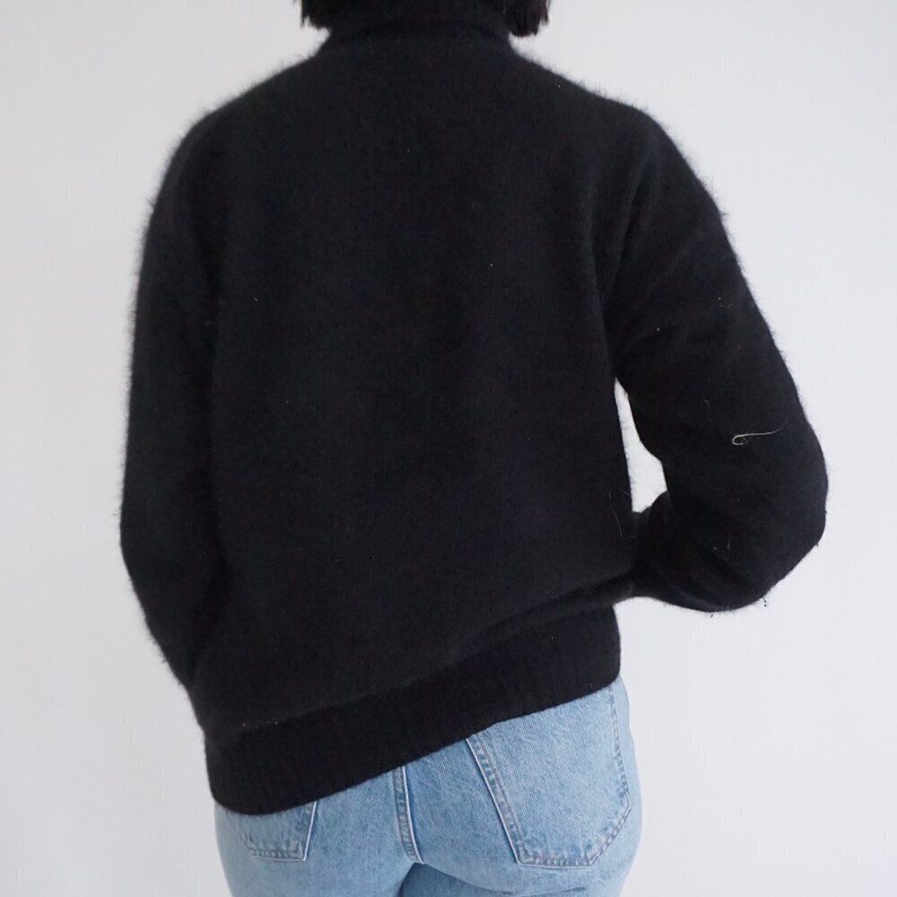 Vintage Rafaella Colorblock Fuzzy Turtleneck Sweater Whimsigoth 80s Retro M - Picture 2 of 8